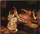 Repose Paintings - Repose, A Game of Chess by Henry Siddons Mowbray